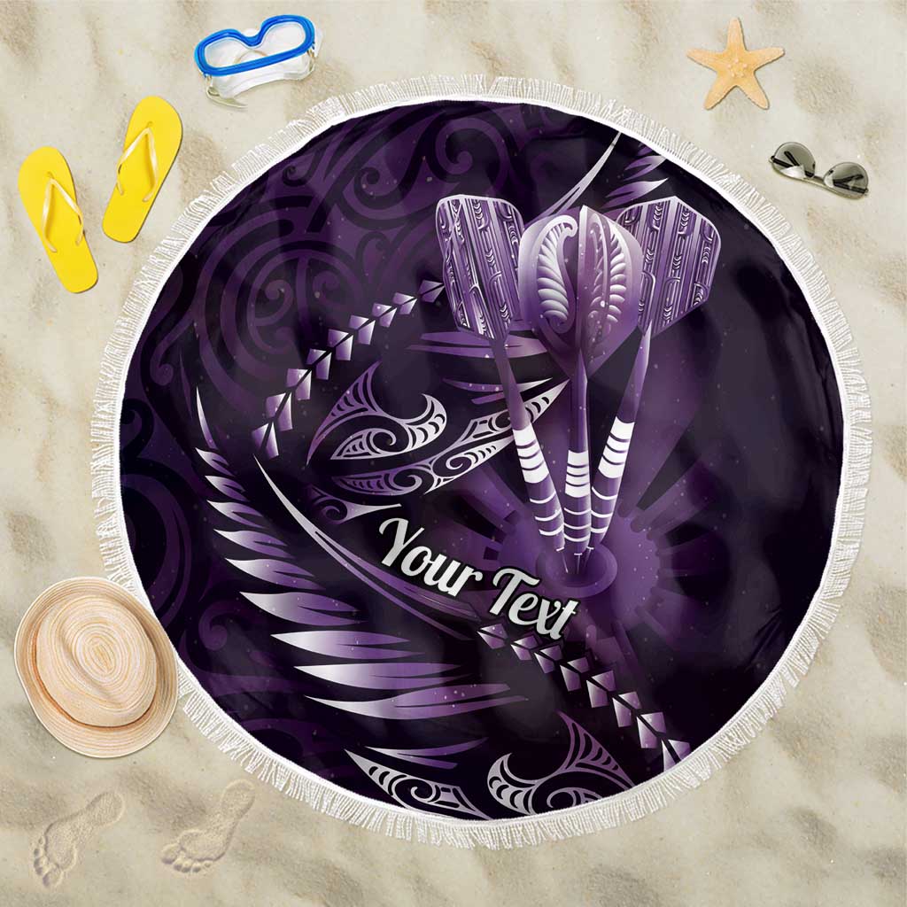 Personalised All Purple New Zealand Darts Beach Blanket Aoteroa Fern Maori Galaxy Style LT14 One Size 150cm Purple - Polynesian Pride