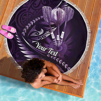 Personalised All Purple New Zealand Darts Beach Blanket Aoteroa Fern Maori Galaxy Style LT14 - Polynesian Pride