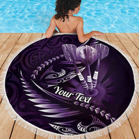Personalised All Purple New Zealand Darts Beach Blanket Aoteroa Fern Maori Galaxy Style LT14 - Polynesian Pride