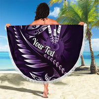 Personalised All Purple New Zealand Darts Beach Blanket Aoteroa Fern Maori Galaxy Style LT14 - Polynesian Pride