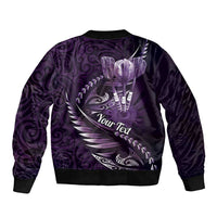 Personalised All Purple New Zealand Darts Bomber Jacket Aoteroa Fern Maori Galaxy Style LT14 - Polynesian Pride