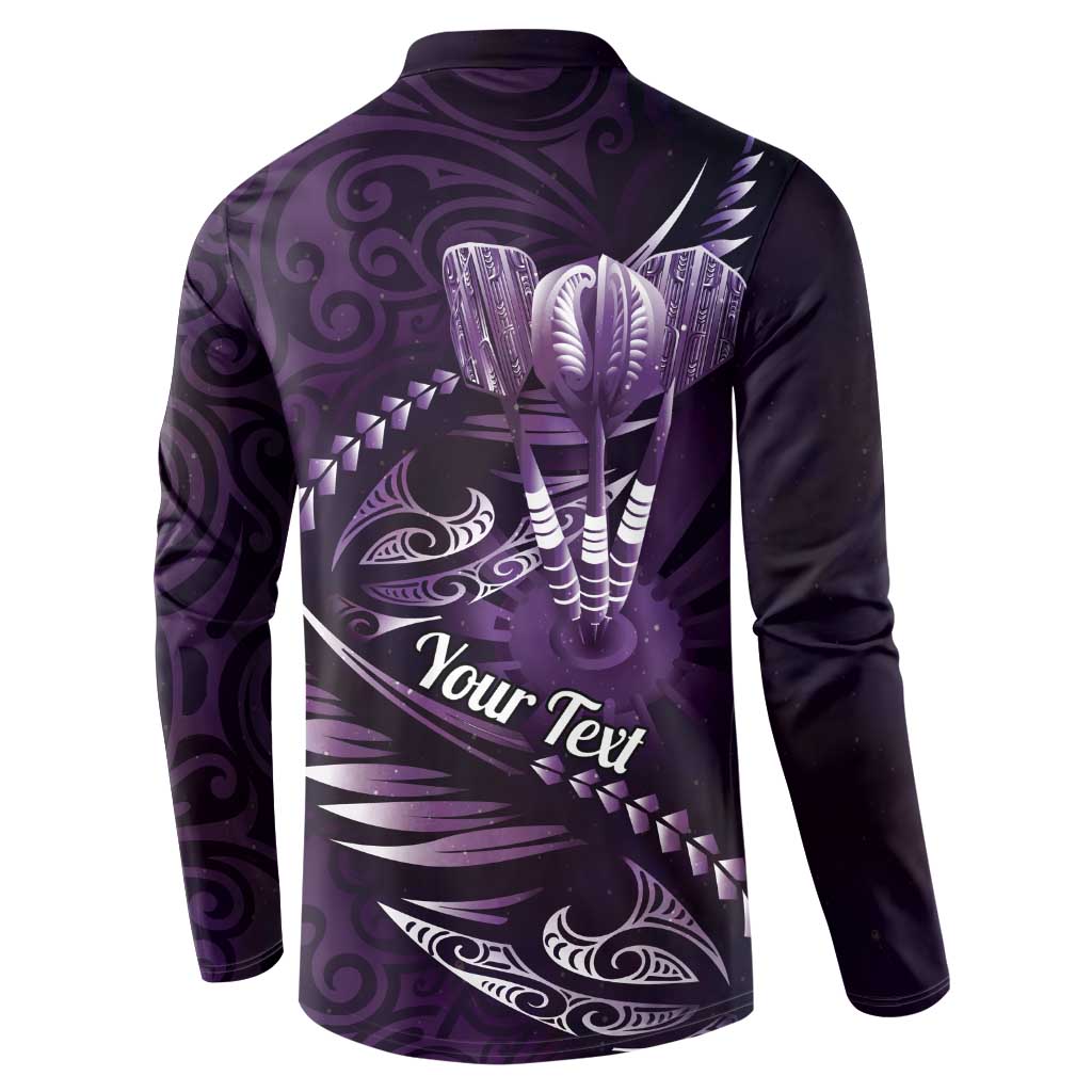 Personalised All Purple New Zealand Darts Button Sweatshirt Aoteroa Fern Maori Galaxy Style LT14 - Polynesian Pride