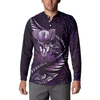 Personalised All Purple New Zealand Darts Button Sweatshirt Aoteroa Fern Maori Galaxy Style LT14 - Polynesian Pride