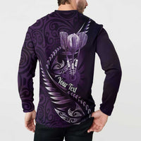 Personalised All Purple New Zealand Darts Button Sweatshirt Aoteroa Fern Maori Galaxy Style LT14 - Polynesian Pride