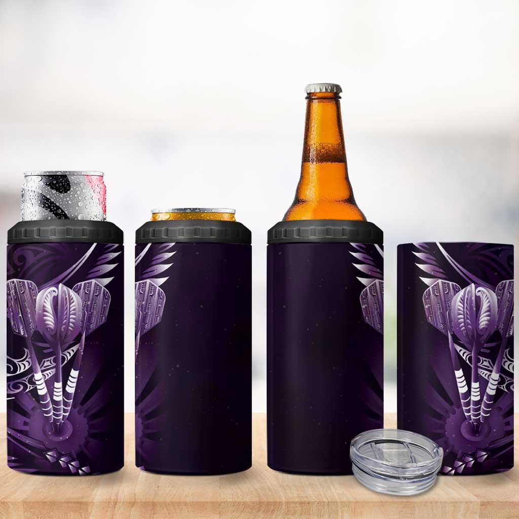 All Purple New Zealand Darts 4 in 1 Can Cooler Tumbler Aoteroa Fern Maori Galaxy Style LT14 - Polynesian Pride
