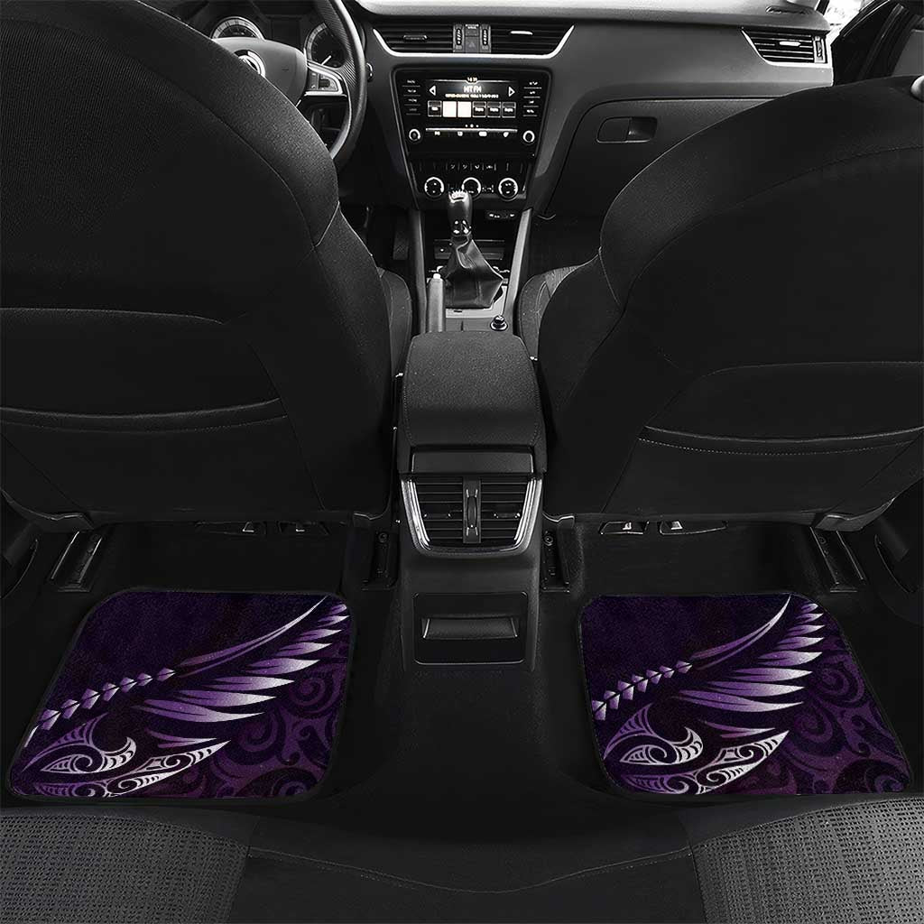 Personalised All Purple New Zealand Darts Car Mats Aoteroa Fern Maori Galaxy Style LT14 Set 2pcs - Back Purple - Polynesian Pride