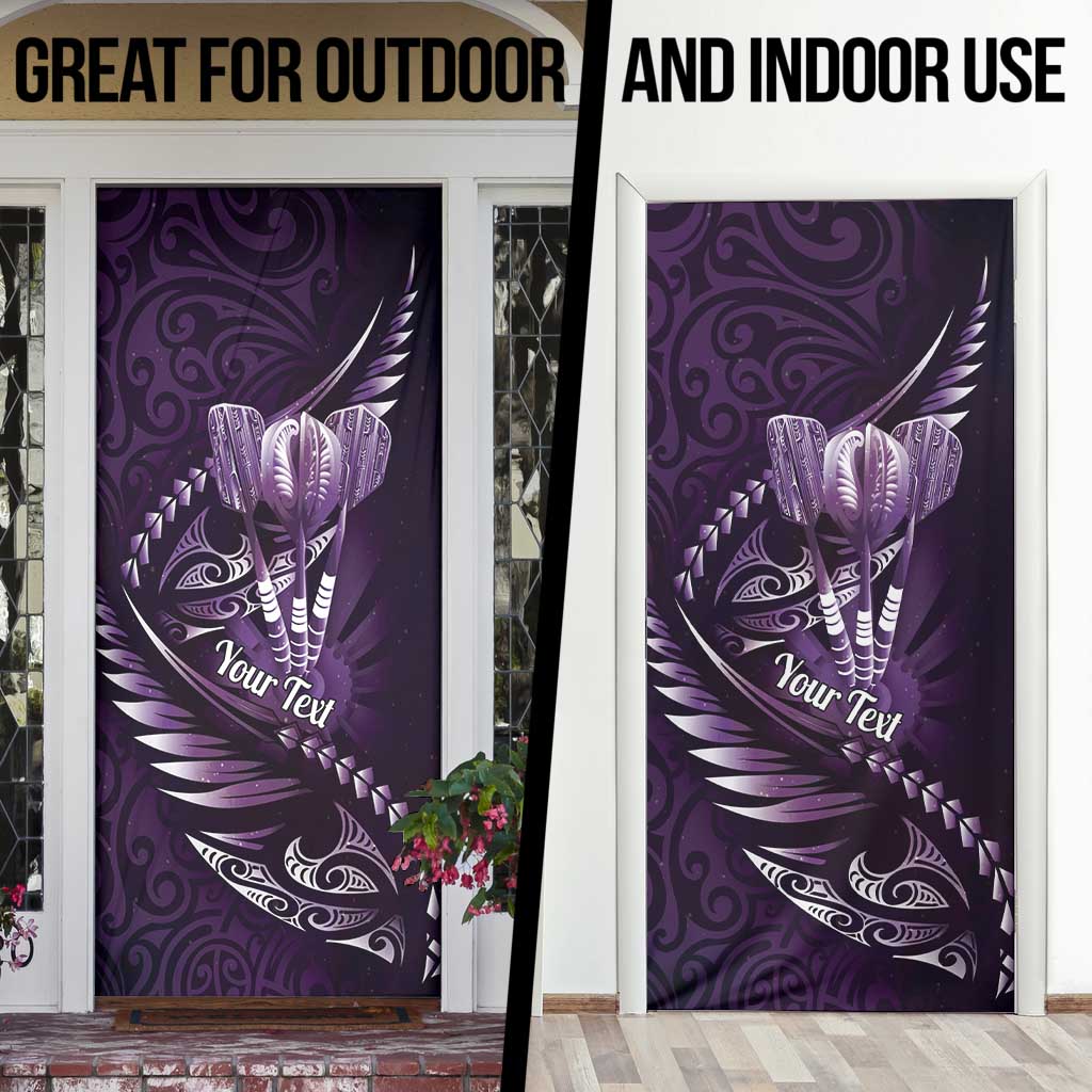 Personalised All Purple New Zealand Darts Door Cover Aoteroa Fern Maori Galaxy Style - Polynesian Pride