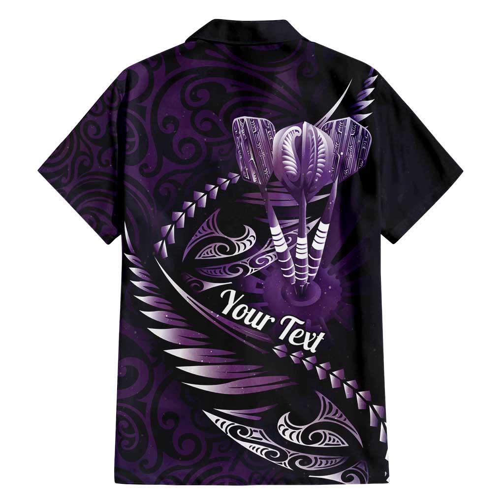 Personalised All Purple New Zealand Darts Family Matching Off Shoulder Maxi Dress and Hawaiian Shirt Aoteroa Fern Maori Galaxy Style LT14 - Polynesian Pride