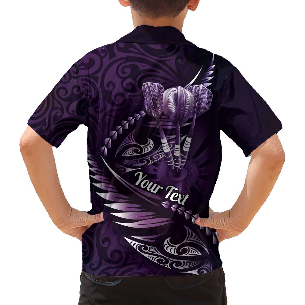 Personalised All Purple New Zealand Darts Family Matching Summer Maxi Dress and Hawaiian Shirt Aoteroa Fern Maori Galaxy Style LT14 - Polynesian Pride