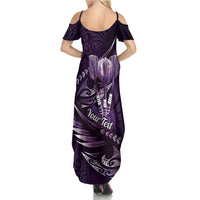 Personalised All Purple New Zealand Darts Family Matching Summer Maxi Dress and Hawaiian Shirt Aoteroa Fern Maori Galaxy Style LT14 - Polynesian Pride