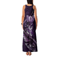 Personalised All Purple New Zealand Darts Family Matching Tank Maxi Dress and Hawaiian Shirt Aoteroa Fern Maori Galaxy Style LT14 - Polynesian Pride