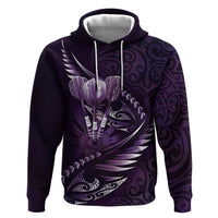 Personalised All Purple New Zealand Darts Hoodie Aoteroa Fern Maori Galaxy Style LT14 Pullover Hoodie Purple - Polynesian Pride