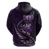 Personalised All Purple New Zealand Darts Hoodie Aoteroa Fern Maori Galaxy Style LT14 - Polynesian Pride