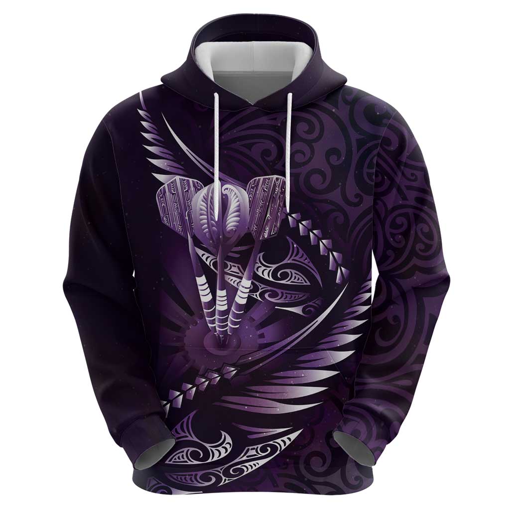 Personalised All Purple New Zealand Darts Hoodie Aoteroa Fern Maori Galaxy Style LT14 - Polynesian Pride