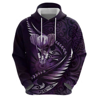 Personalised All Purple New Zealand Darts Hoodie Aoteroa Fern Maori Galaxy Style LT14 - Polynesian Pride