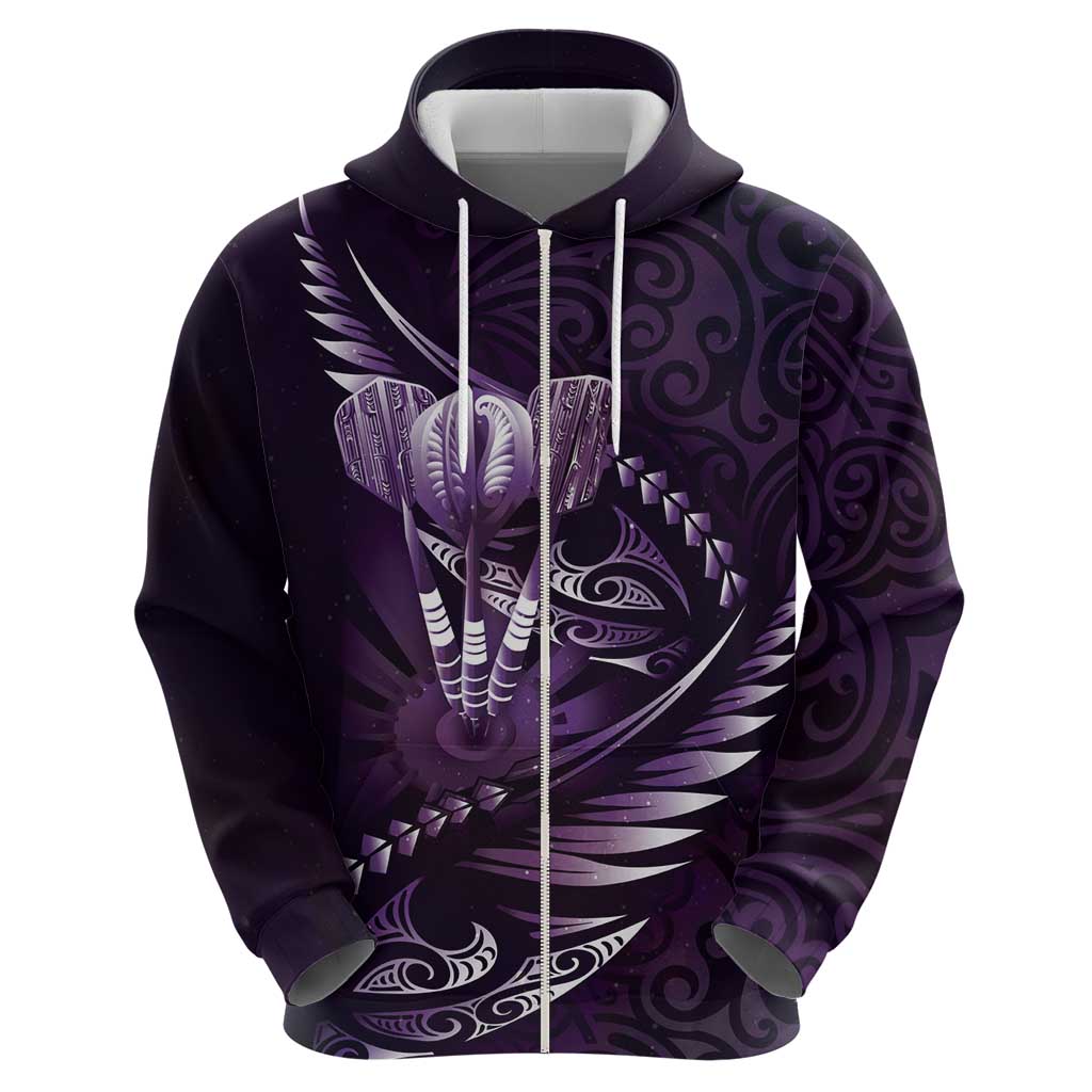 Personalised All Purple New Zealand Darts Hoodie Aoteroa Fern Maori Galaxy Style LT14 - Polynesian Pride