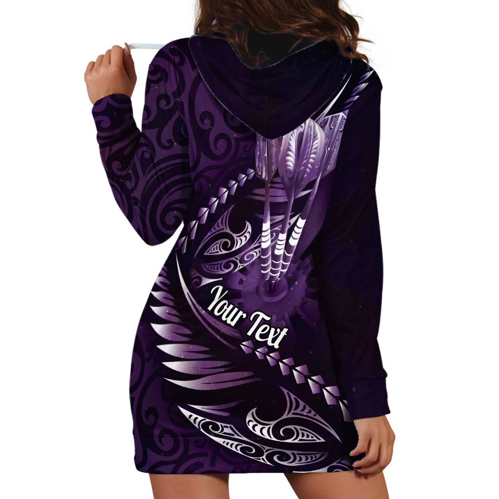 Personalised All Purple New Zealand Darts Hoodie Dress Aoteroa Fern Maori Galaxy Style LT14 - Polynesian Pride