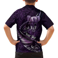 Personalised All Purple New Zealand Darts Kid Hawaiian Shirt Aoteroa Fern Maori Galaxy Style LT14 - Polynesian Pride