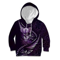Personalised All Purple New Zealand Darts Kid Hoodie Aoteroa Fern Maori Galaxy Style LT14 Hoodie Purple - Polynesian Pride
