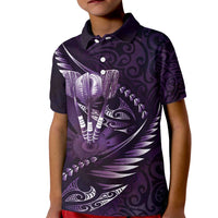 Personalised All Purple New Zealand Darts Kid Polo Shirt Aoteroa Fern Maori Galaxy Style LT14 Kid Purple - Polynesian Pride