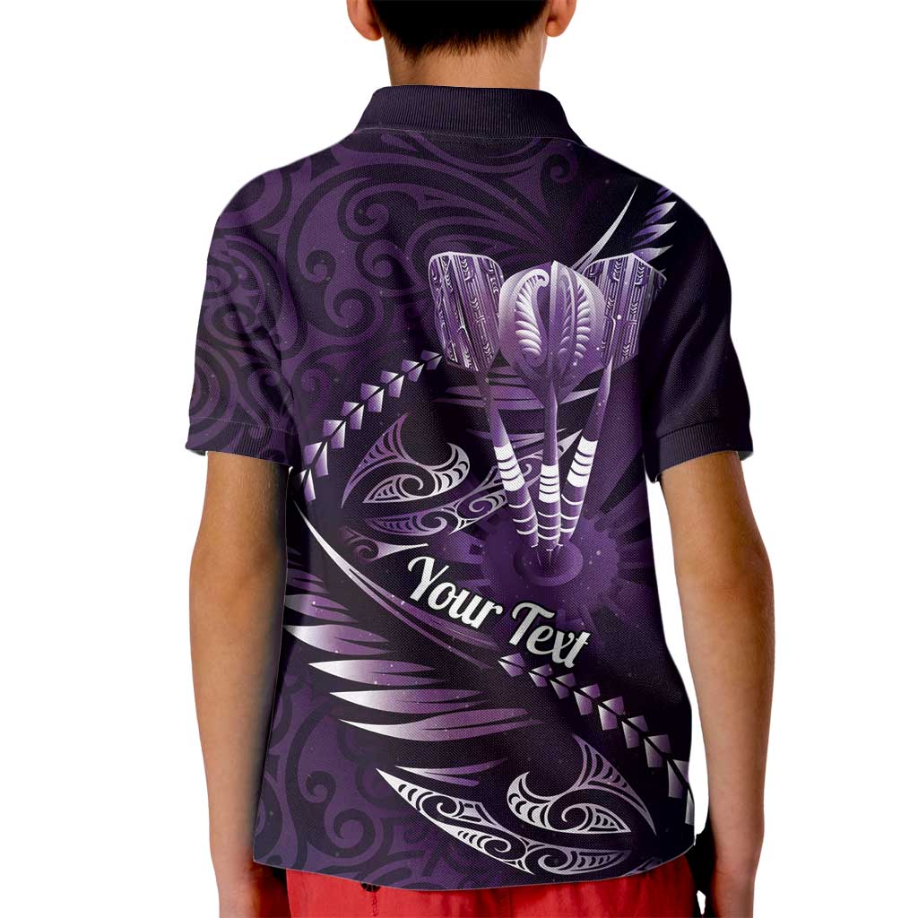 Personalised All Purple New Zealand Darts Kid Polo Shirt Aoteroa Fern Maori Galaxy Style LT14 - Polynesian Pride