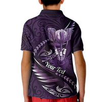 Personalised All Purple New Zealand Darts Kid Polo Shirt Aoteroa Fern Maori Galaxy Style LT14 - Polynesian Pride