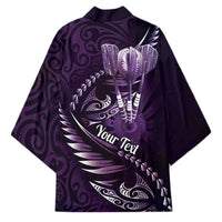 Personalised All Purple New Zealand Darts Kimono Aoteroa Fern Maori Galaxy Style - Polynesian Pride