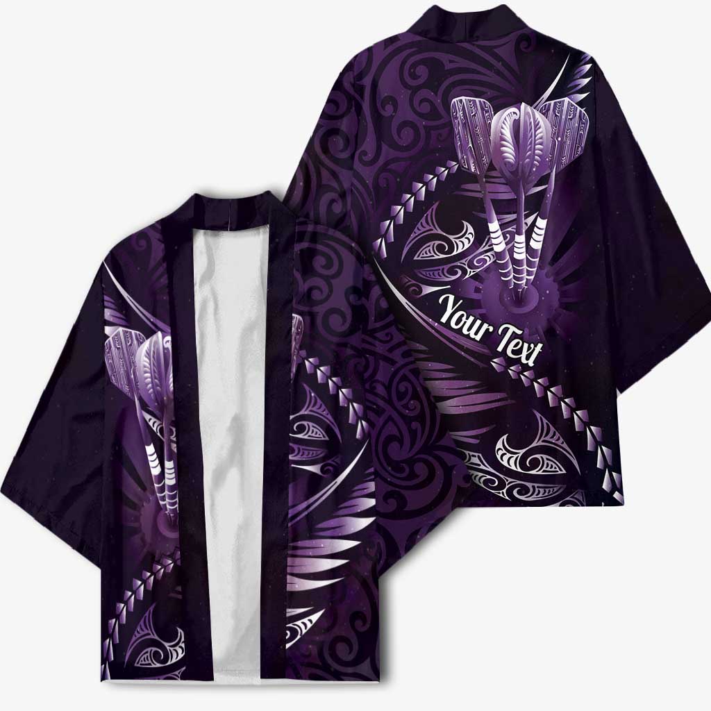 Personalised All Purple New Zealand Darts Kimono Aoteroa Fern Maori Galaxy Style - Polynesian Pride