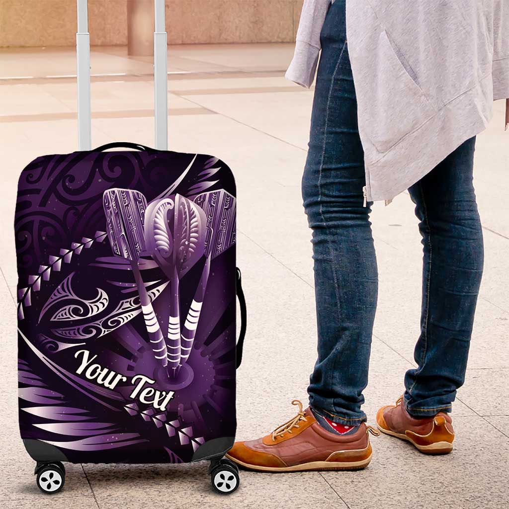 Personalised All Purple New Zealand Darts Luggage Cover Aoteroa Fern Maori Galaxy Style LT14 Purple - Polynesian Pride