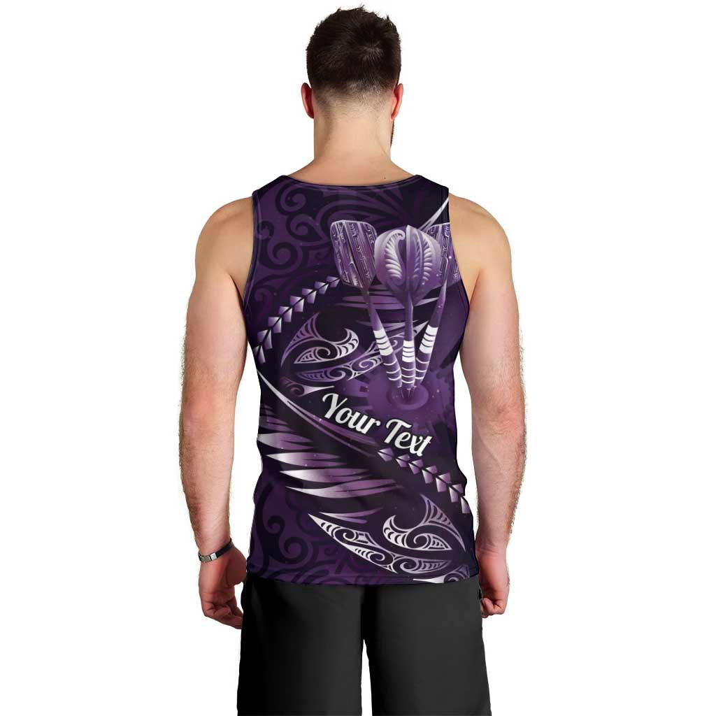 Personalised All Purple New Zealand Darts Men Tank Top Aoteroa Fern Maori Galaxy Style LT14 - Polynesian Pride