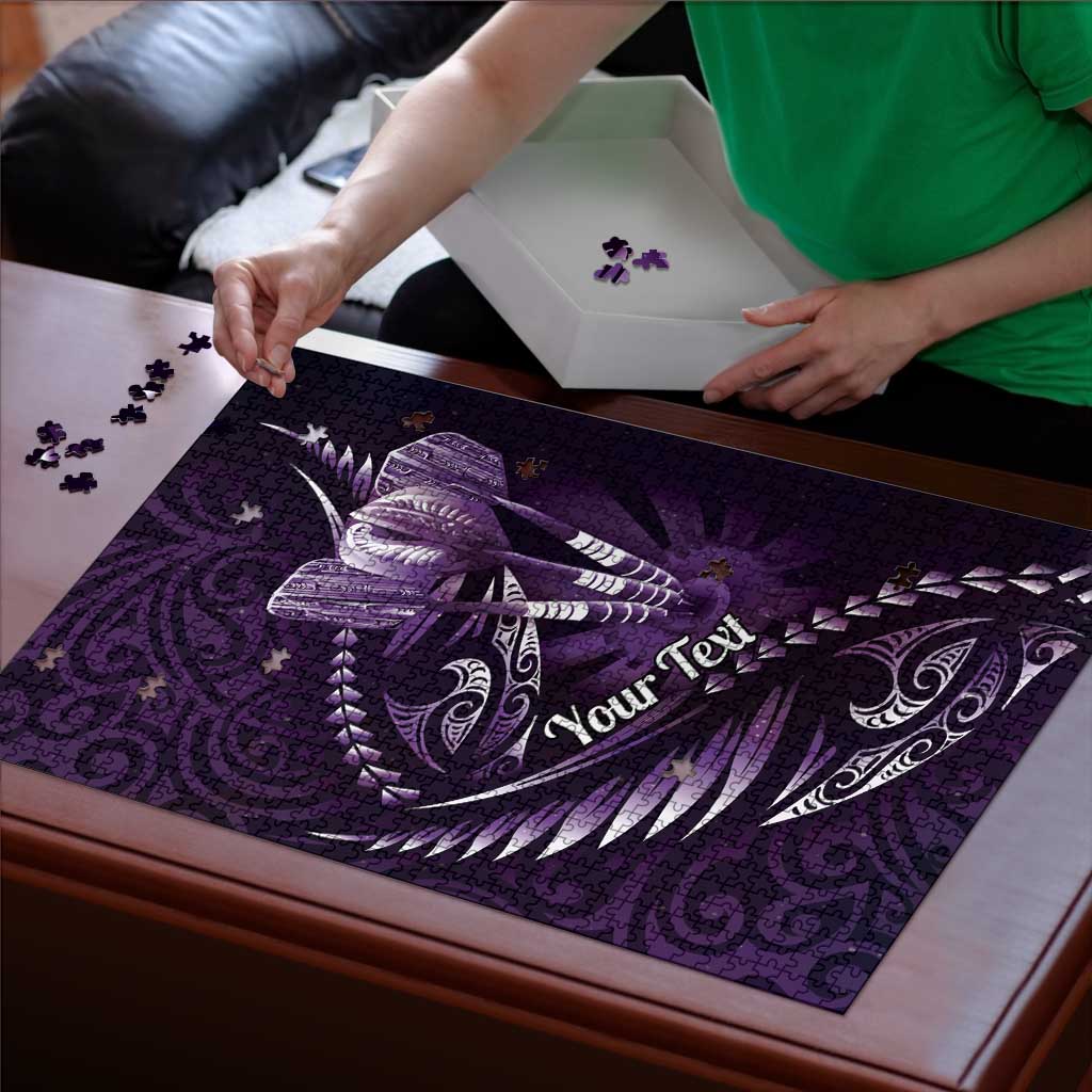 Personalised All Purple New Zealand Darts Puzzle Aoteroa Fern Maori Galaxy Style - Polynesian Pride