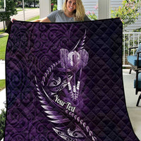 Personalised All Purple New Zealand Darts Quilt Aoteroa Fern Maori Galaxy Style LT14 Purple - Polynesian Pride