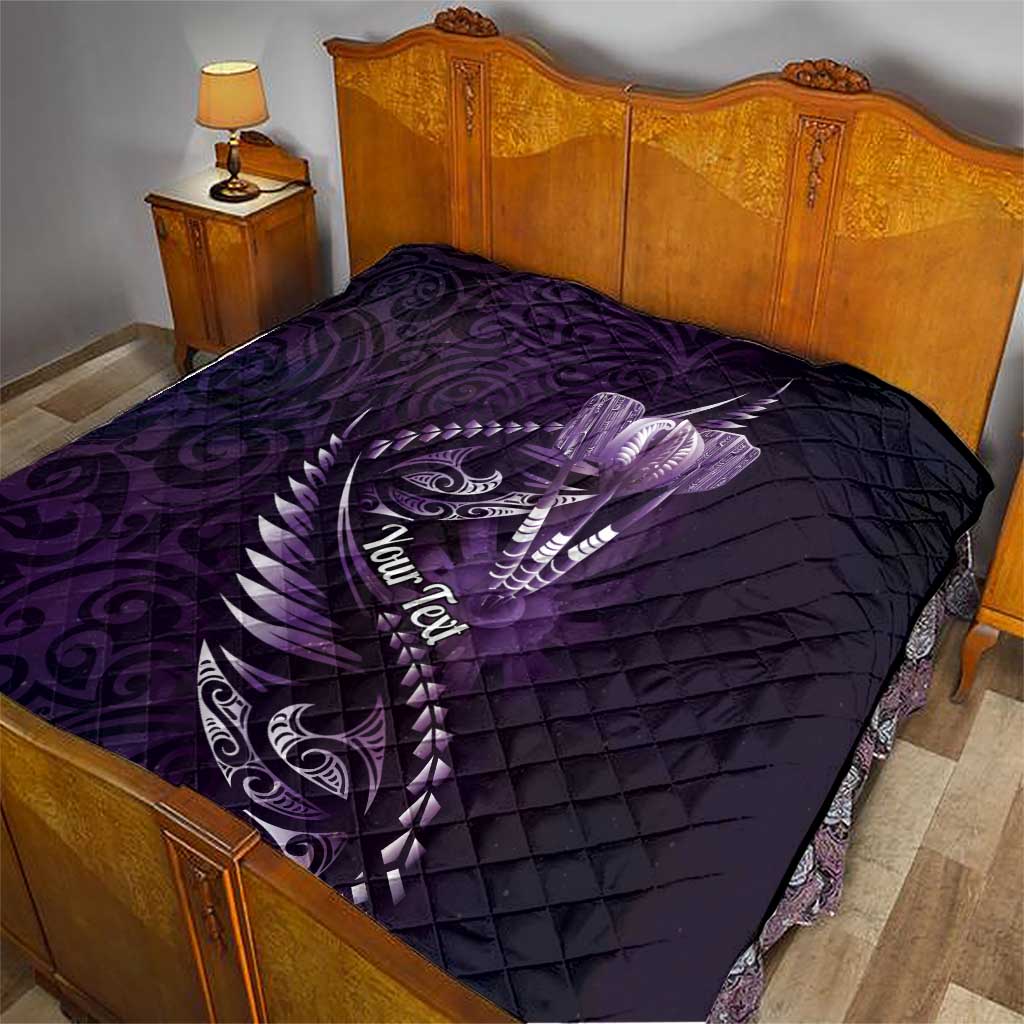 Personalised All Purple New Zealand Darts Quilt Aoteroa Fern Maori Galaxy Style LT14 - Polynesian Pride