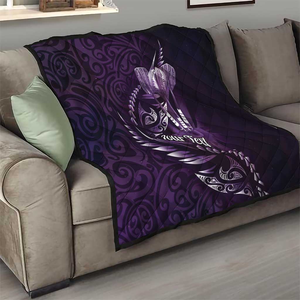 Personalised All Purple New Zealand Darts Quilt Aoteroa Fern Maori Galaxy Style LT14 - Polynesian Pride