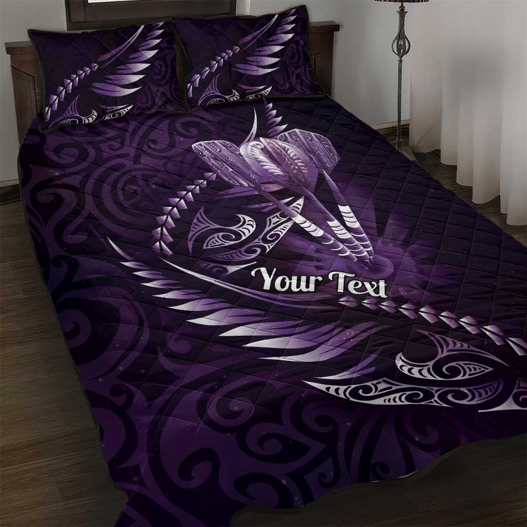 Personalised All Purple New Zealand Darts Quilt Bed Set Aoteroa Fern Maori Galaxy Style LT14 Purple - Polynesian Pride