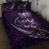 Personalised All Purple New Zealand Darts Quilt Bed Set Aoteroa Fern Maori Galaxy Style LT14 Purple - Polynesian Pride