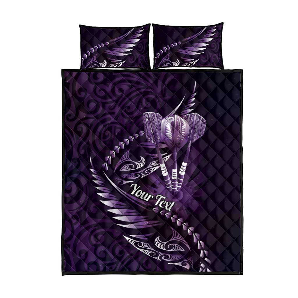 Personalised All Purple New Zealand Darts Quilt Bed Set Aoteroa Fern Maori Galaxy Style LT14 - Polynesian Pride