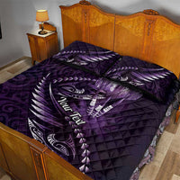 Personalised All Purple New Zealand Darts Quilt Bed Set Aoteroa Fern Maori Galaxy Style LT14 - Polynesian Pride