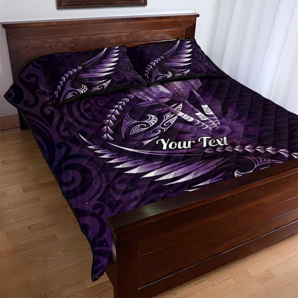 Personalised All Purple New Zealand Darts Quilt Bed Set Aoteroa Fern Maori Galaxy Style LT14 - Polynesian Pride