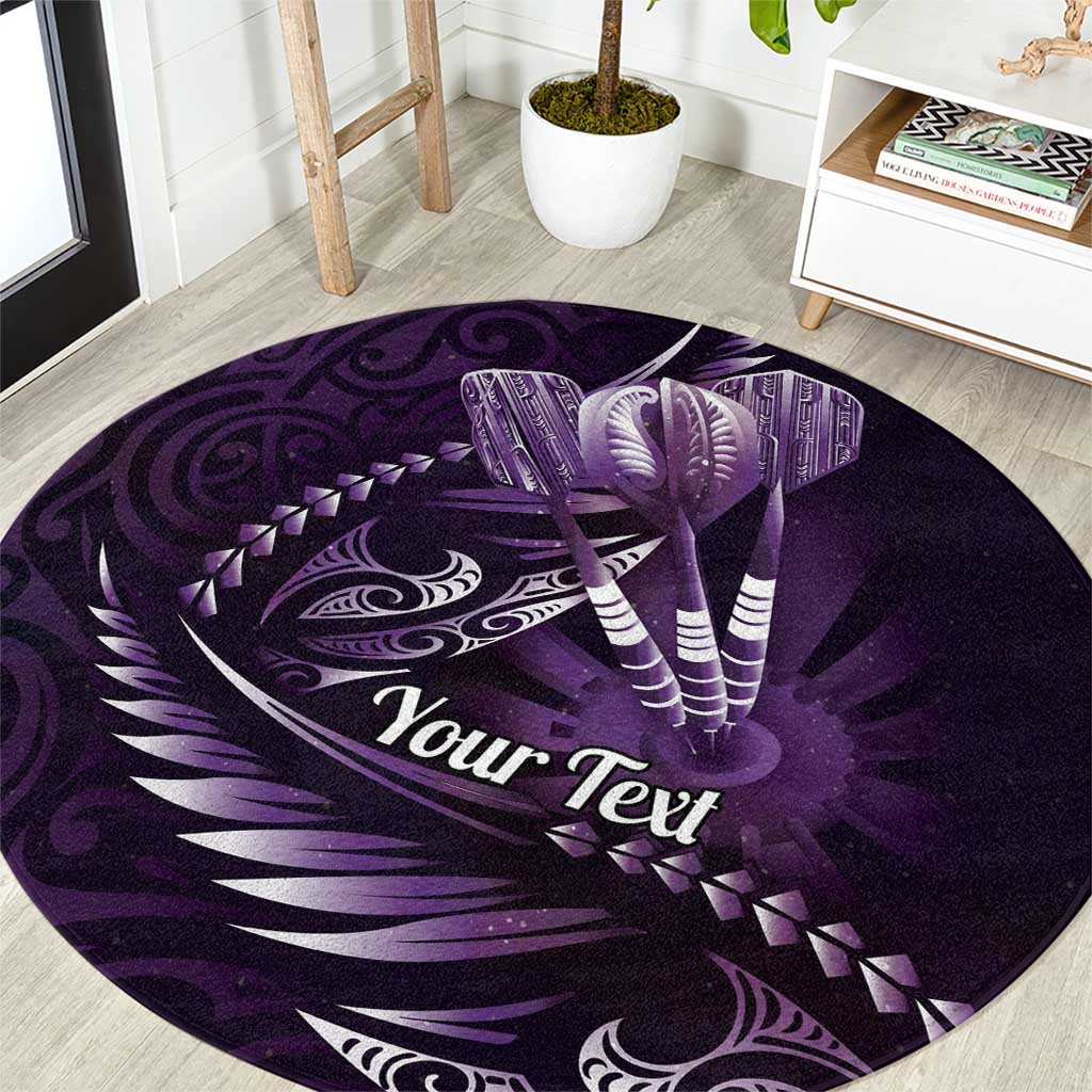 Personalised All Purple New Zealand Darts Round Carpet Aoteroa Fern Maori Galaxy Style LT14 Purple - Polynesian Pride