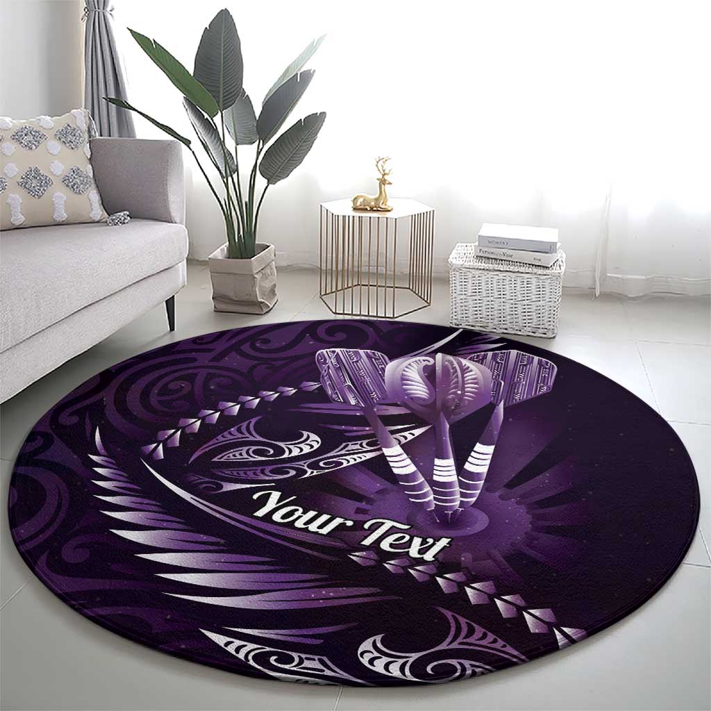 Personalised All Purple New Zealand Darts Round Carpet Aoteroa Fern Maori Galaxy Style LT14 - Polynesian Pride