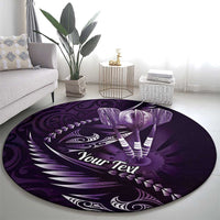 Personalised All Purple New Zealand Darts Round Carpet Aoteroa Fern Maori Galaxy Style LT14 - Polynesian Pride