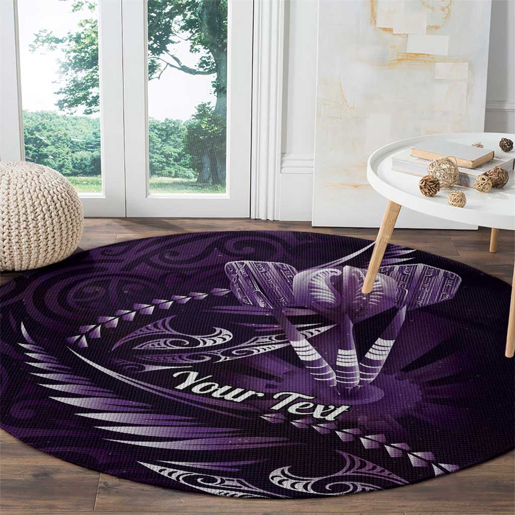 Personalised All Purple New Zealand Darts Round Carpet Aoteroa Fern Maori Galaxy Style LT14 - Polynesian Pride