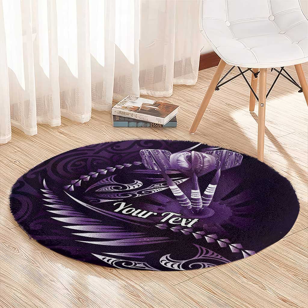 Personalised All Purple New Zealand Darts Round Carpet Aoteroa Fern Maori Galaxy Style LT14 - Polynesian Pride