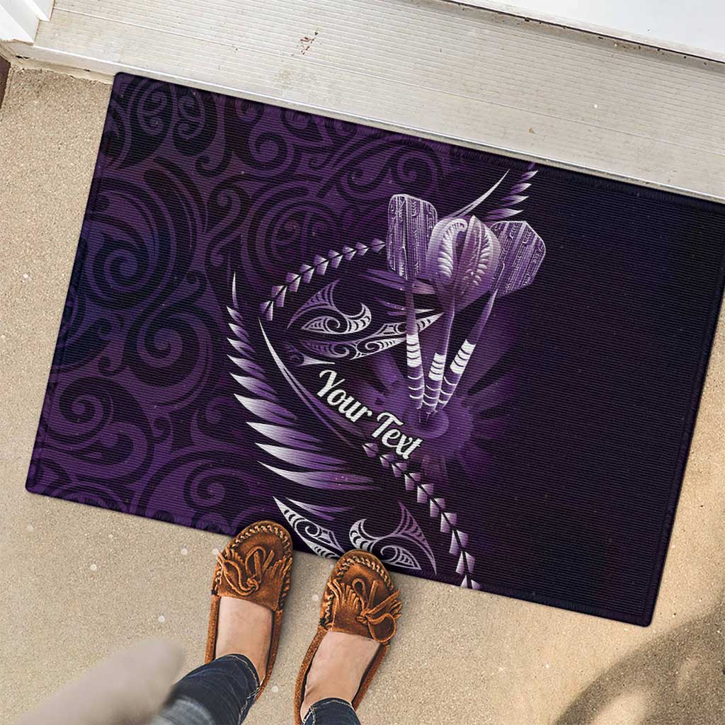Personalised All Purple New Zealand Darts Rubber Doormat Aoteroa Fern Maori Galaxy Style LT14 - Polynesian Pride