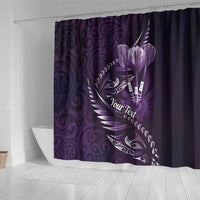 Personalised All Purple New Zealand Darts Shower Curtain Aoteroa Fern Maori Galaxy Style LT14 - Polynesian Pride