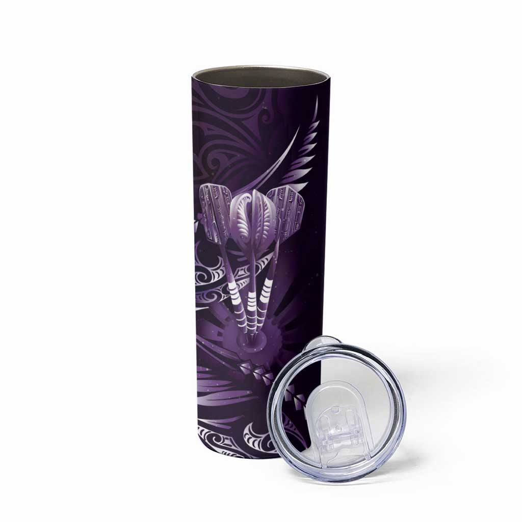 All Purple New Zealand Darts Skinny Tumbler Aoteroa Fern Maori Galaxy Style LT14 - Polynesian Pride