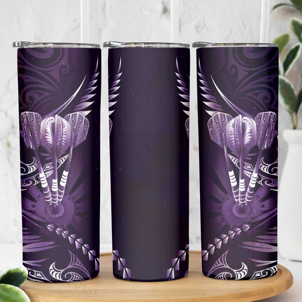 All Purple New Zealand Darts Skinny Tumbler Aoteroa Fern Maori Galaxy Style LT14 - Polynesian Pride