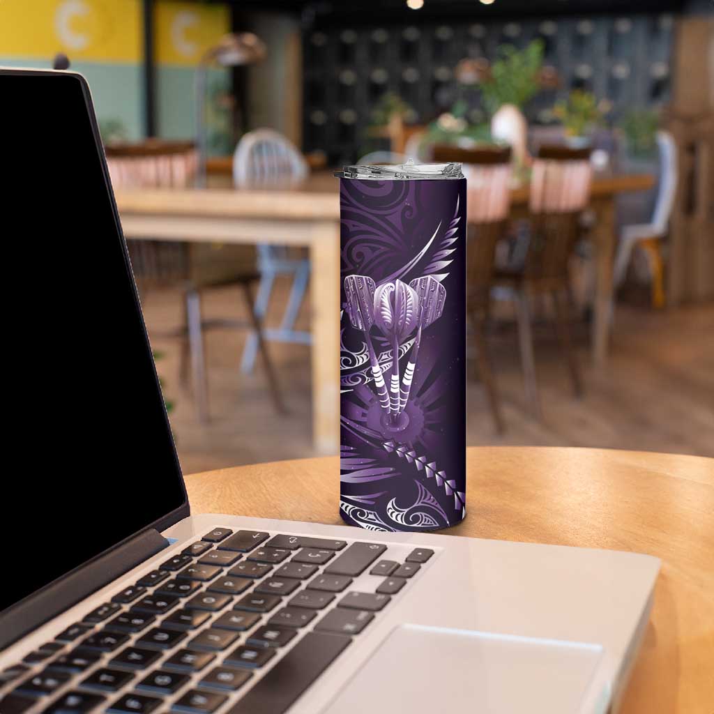 All Purple New Zealand Darts Skinny Tumbler Aoteroa Fern Maori Galaxy Style LT14 - Polynesian Pride