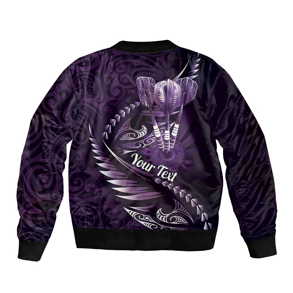 Personalised All Purple New Zealand Darts Sleeve Zip Bomber Jacket Aoteroa Fern Maori Galaxy Style LT14 - Polynesian Pride